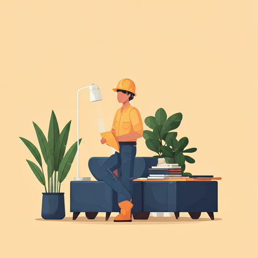 A construction worker planning a project